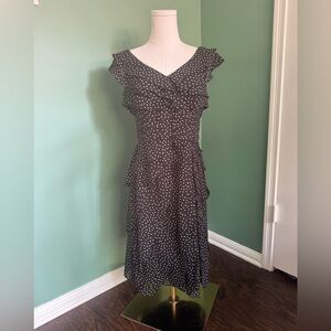 Adrianna Papell Black and White Polka Dot Midi Dress
